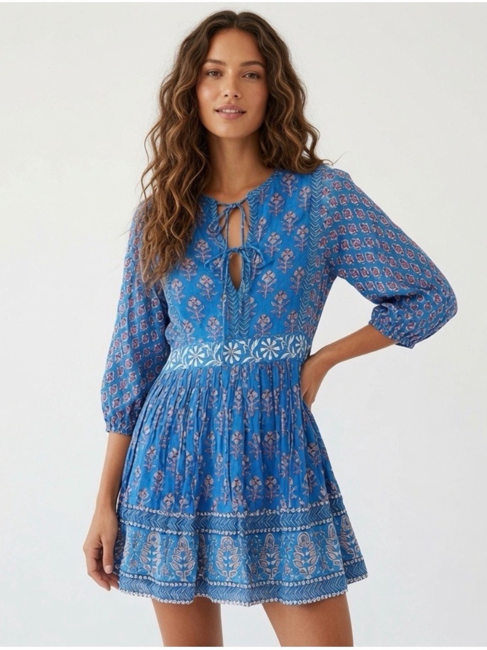 Oliphant Blue Printed Mini Dress